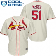 Youth Majestic St. Louis Cardinals #51 Willie McGee Authentic Cream Alternate Cool Base MLB Jersey