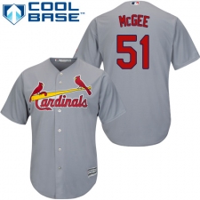 Youth Majestic St. Louis Cardinals #51 Willie McGee Replica Grey Road Cool Base MLB Jersey
