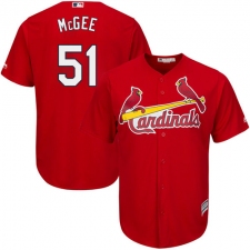 Youth Majestic St. Louis Cardinals #51 Willie McGee Replica Red Alternate Cool Base MLB Jersey