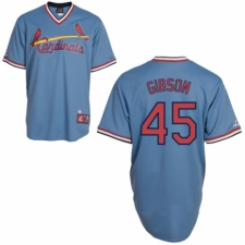 Men's Majestic St. Louis Cardinals #45 Bob Gibson Authentic Blue Cooperstown Throwback MLB Jersey