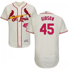 Men's Majestic St. Louis Cardinals #45 Bob Gibson Cream Alternate Flex Base Authentic Collection MLB Jersey