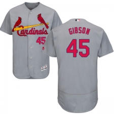 Men's Majestic St. Louis Cardinals #45 Bob Gibson Grey Road Flex Base Authentic Collection MLB Jersey