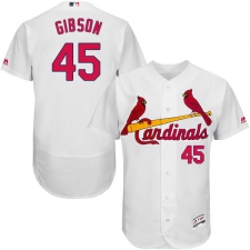 Men's Majestic St. Louis Cardinals #45 Bob Gibson White Home Flex Base Authentic Collection MLB Jersey