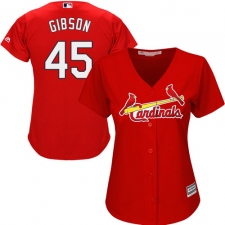 Women's Majestic St. Louis Cardinals #45 Bob Gibson Replica Red Alternate Cool Base MLB Jersey