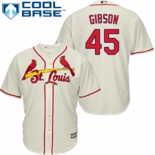 Youth Majestic St. Louis Cardinals #45 Bob Gibson Replica Cream Alternate Cool Base MLB Jersey