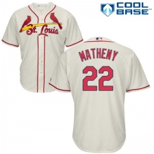 Youth Majestic St. Louis Cardinals #22 Mike Matheny Authentic Cream Alternate Cool Base MLB Jersey