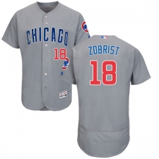 Men's Majestic Chicago Cubs #18 Ben Zobrist Grey Road Flex Base Authentic Collection MLB Jersey