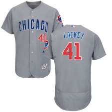 Men's Majestic Chicago Cubs #41 John Lackey Grey Road Flex Base Authentic Collection MLB Jersey