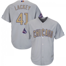 Women's Majestic Chicago Cubs #41 John Lackey Authentic Gray 2017 Gold Champion MLB Jersey