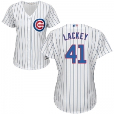 Women's Majestic Chicago Cubs #41 John Lackey Authentic White Home Cool Base MLB Jersey
