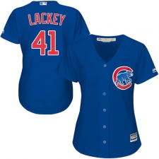 Women's Majestic Chicago Cubs #41 John Lackey Replica Royal Blue Alternate MLB Jersey