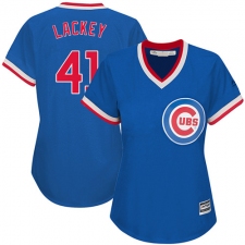 Women's Majestic Chicago Cubs #41 John Lackey Replica Royal Blue Cooperstown MLB Jersey