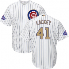 Youth Majestic Chicago Cubs #41 John Lackey Authentic White 2017 Gold Program Cool Base MLB Jersey