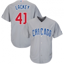 Youth Majestic Chicago Cubs #41 John Lackey Replica Grey Road Cool Base MLB Jersey