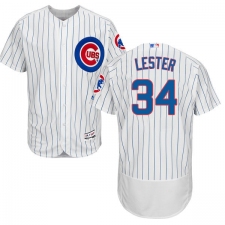 Men's Majestic Chicago Cubs #34 Jon Lester White Home Flex Base Authentic Collection MLB Jersey