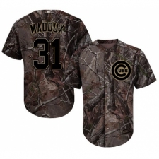 Men's Majestic Chicago Cubs #31 Greg Maddux Authentic Camo Realtree Collection Flex Base MLB Jersey