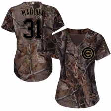 Women's Majestic Chicago Cubs #31 Greg Maddux Authentic Camo Realtree Collection Flex Base MLB Jersey