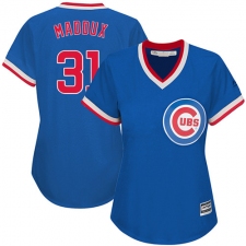 Women's Majestic Chicago Cubs #31 Greg Maddux Authentic Royal Blue Cooperstown MLB Jersey