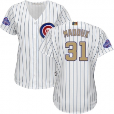 Women's Majestic Chicago Cubs #31 Greg Maddux Authentic White 2017 Gold Program MLB Jersey