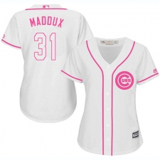 Women's Majestic Chicago Cubs #31 Greg Maddux Replica White Fashion MLB Jersey