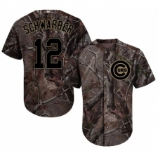 Men's Majestic Chicago Cubs #12 Kyle Schwarber Authentic Camo Realtree Collection Flex Base MLB Jersey