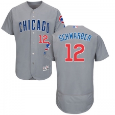 Men's Majestic Chicago Cubs #12 Kyle Schwarber Grey Road Flex Base Authentic Collection MLB Jersey