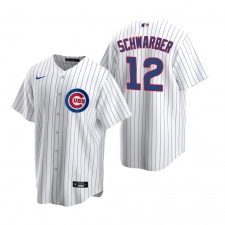 Men's Nike Chicago Cubs #12 Kyle Schwarber White Home Stitched Baseball Jersey