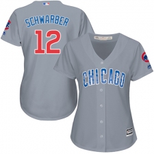 Women's Majestic Chicago Cubs #12 Kyle Schwarber Authentic Grey Road MLB Jersey