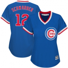 Women's Majestic Chicago Cubs #12 Kyle Schwarber Replica Royal Blue Cooperstown MLB Jersey