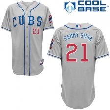 Men's Majestic Chicago Cubs #21 Sammy Sosa Replica Grey Alternate Road Cool Base MLB Jersey