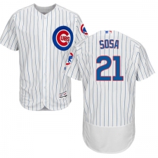 Men's Majestic Chicago Cubs #21 Sammy Sosa White Home Flex Base Authentic Collection MLB Jersey