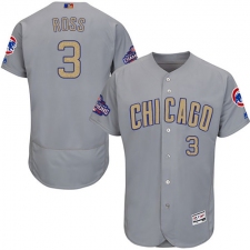 Men's Majestic Chicago Cubs #3 David Ross Gray 2017 Gold Champion Flexbase Authentic Collection MLB Jersey