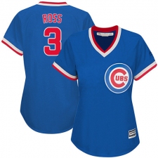 Women's Majestic Chicago Cubs #3 David Ross Replica Royal Blue Cooperstown MLB Jersey