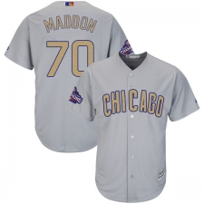 Youth Majestic Chicago Cubs #70 Joe Maddon Authentic Gray 2017 Gold Champion Cool Base MLB Jersey