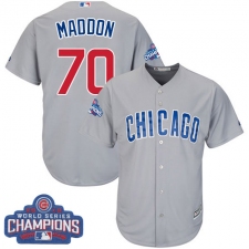 Youth Majestic Chicago Cubs #70 Joe Maddon Authentic Grey Road 2016 World Series Champions Cool Base MLB Jersey