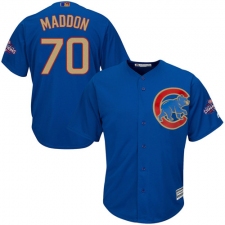Youth Majestic Chicago Cubs #70 Joe Maddon Authentic Royal Blue 2017 Gold Champion Cool Base MLB Jersey