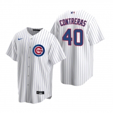 Men's Nike Chicago Cubs #40 Willson Contreras White Home Stitched Baseball Jersey