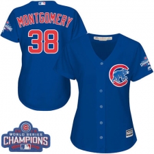 Women's Majestic Chicago Cubs #38 Mike Montgomery Authentic Royal Blue Alternate 2016 World Series Champions Cool Base MLB Jersey