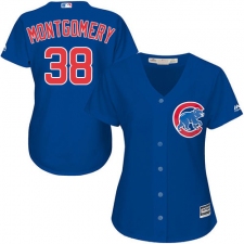 Women's Majestic Chicago Cubs #38 Mike Montgomery Authentic Royal Blue Alternate MLB Jersey