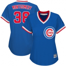 Women's Majestic Chicago Cubs #38 Mike Montgomery Authentic Royal Blue Cooperstown MLB Jersey