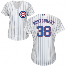Women's Majestic Chicago Cubs #38 Mike Montgomery Replica White Home Cool Base MLB Jersey