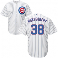 Youth Majestic Chicago Cubs #38 Mike Montgomery Replica White Home Cool Base MLB Jersey