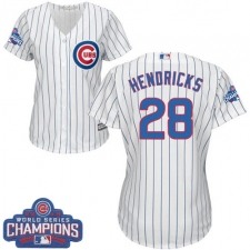 Women's Majestic Chicago Cubs #28 Kyle Hendricks Authentic White Home 2016 World Series Champions Cool Base MLB Jersey