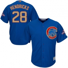 Youth Majestic Chicago Cubs #28 Kyle Hendricks Authentic Royal Blue 2017 Gold Champion Cool Base MLB Jersey