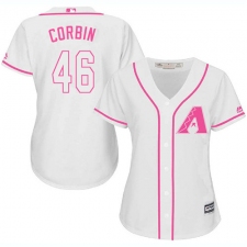 Women's Majestic Arizona Diamondbacks #46 Patrick Corbin Replica White Fashion MLB Jersey