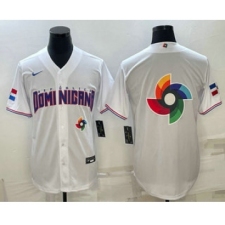 Men's Dominican Republic Baseball 2023 White World Baseball Big Logo With Classic Stitched Jersey