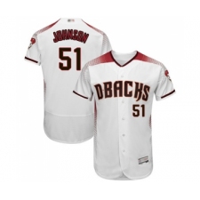 Men's Arizona Diamondbacks #51 Randy Johnson White Home Authentic Collection Flex Base Baseball Jersey