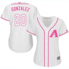 Women's Majestic Arizona Diamondbacks #20 Luis Gonzalez Replica White Fashion MLB Jersey