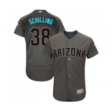 Men's Arizona Diamondbacks #38 Curt Schilling Gray Teal Alternate Authentic Collection Flex Base Baseball Jersey