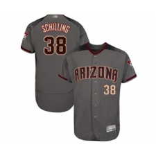 Men's Arizona Diamondbacks #38 Curt Schilling Grey Road Authentic Collection Flex Base Baseball Jersey
